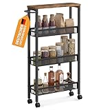 VASAGLE Rollwagen 4 Ebenen, Küchenwagen schmal,...