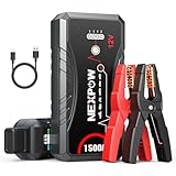 NEXPOW Starthilfe Powerbank, 1500A Spitzstrom Tragbare Auto Starthilfe 12V für 7.0L Benzin und 5.5L Dieselmotor, Starter Powerbank mit LED Taschenlampe/USB, Batterie Jump Starter mit Starthilfekabel