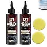 D1 Glass Polishing Liquid,Glas Kratzer Entferner Scheibenpolitur Auto,Glaspolitur Gegen Kratzer im Glas,Car Glass Oil Film & Deep Scratch Remover Car Polish for Swirls,Scratches,Wiper Marks (150ml*2)