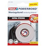 tesa Powerbond ULTRA STRONG - Doppelseitiges, extra starkes Montageband zur permanenten Befestigung im Außen- und Innenbereich - 1,5 m