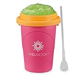 Magic Freez Slushy Maker - Slush Becher mit Strohhalm und Löffel - Slushy Cup für Eis Selber Machen - Tragbarer Slush Machine fur Alle - Eis Mixer (Pink)