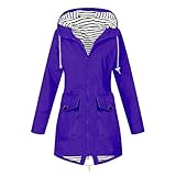 EMATOP Regenmantel Damen Wasserdicht Atmungsaktiv Regenjacke Dünne Leichte Jacke Lang Elegant Übergangsjacke mit Kapuze Softshelljacke Casual Einfarbig Outdoorjacke Herbst Winter Windbreaker