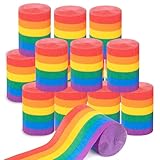 15 Rollen Regenbogen-Krepppapier-Luftschlangen, 120 m, bunte Krepprollen, Regenbogen-Luftschlangen, Papierdekoration für Stolz, Gay, LGBT, Geburtstag, Hochzeit, Zeremonie, Babyparty, Festivals, Party