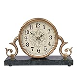 IWENZHKPA Tischuhr Kreative Tischuhr Mit Marmorsockel, Heimdekoration, Geräuschlos, Nicht Tickend, Batteriebetrieben Table Clock(Gold2)