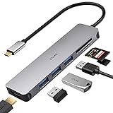 USB C Hub, USB C Adapter mit 4K HDMI Ausgang, 3 USB 3.0-Anschlüsse, SD/TF Kartenleser, kompatibel für MacBook Pro/Air, Laptop und mehr Typ-C-Geräte