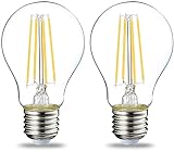 Amazon Basics LED-Leuchtmittel, Edison-Sockel E27, 7 W (entspricht 60-W-Glühbirne), Warmweiß, nicht dimmbar, klares Filament, 2er-Pack