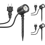 ledscom.de 3 Stück Kleiner LED Gartenstrahler mit Erdspieß TARL für außen, IP65, Stecker, schwarz, 4,3 W, 340lm, warmweiß