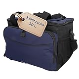 Cartrend Kühltasche 30 L, mit 12V KFZ-Anschlusskabel 1,50 m lang, Verstellbarer Schultergurt, große Fronttasche mit Reißverschluss und 2 seitliche Netze, Pflegeleichte Innenbeschichtung