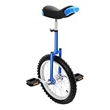 HUOMMGS Einrad 16 Zoll Gleichgewichtstrainingeinrad Höhenverstellbar Einrad Kinder für 1,2–1,55m Kinder Upgradeeinrad mit Ergonomischer Sattel für Anfänger und Profis Unisex (Blau)