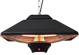 Aktobis Decken-Heizstrahler, Balkonheizer, Zeltheizer WDH-200LS (Schwarz + bis 2.000 Watt + LED Lampe)