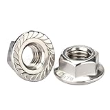 SZLIZHUO 30 Stück M10 (10mm) Flanschmuttern mit Sperrzähnen DIN 6923 Edelstahl gezahnte Sechskant-Flanschmuttern Sicherungsmuttern AHC Metrische Sechskant-Flanschmuttern M10 (30, M10)