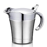 BETTERLE Premium Edelstahl Thermo Sauciere, Doppelt Isoliert Eleganter Silberner Thermo Sauciere Soßenkanne Perfekt für Abendessen Partys (450ml)