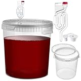 KADAX Gäreimer 33L Set mit Gärröhrchen & Gummistopfen, Gärbehälter aus Kunststoff mit Gärspund & Stopfen, großer Eimer mit Gäraufsatz für Weinherstellung