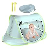 Pop Up Strandzelt,Baby Strand Zelt mit Pool,Tragbar Baby Strandzelt UV-Schutz Baby Sonnenschirm Zelt mit Aufbewahrungstasche,Wasserdichtes Sun Shelter Campingzelt für Picknick Garten (Blau, Klein)