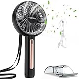 VKUSRA Handheld Ventilator, Tragbarer Mini Lüfter mit 4 Windgeschwindigkeit und 15° drehbareres Design, Elektrischer Aufladbarem USB Ventilator für Reisen, Büro, Zuhause, Draußen, Innen