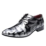 Bunte Schuhe Herren Sneaker Schuhe im klassischen Stil für Herren zum Hineinschlüpfen aus PU- mit niedriger Gummisohle und Blockabsatz Outdoor Schuhe Wasserdicht Herren (Grey, 46)