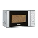 Exquisit Mikrowelle 20L, 1000 Watt Grill, 700 Watt, Einfache Bedienung, 25,5cm Drehteller, 5 Leistungsstufen, Timer, Auftaufunktion, 2 Drehregler, MW 802G silber