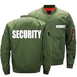 QUIBLO Jacke Herren Übergangsjacke SEC.URI-TY, Leicht Motorrad Jacke mit Reißverschlusstaschen, Herbst Frühling Bikerjacke Pilotenjacke für Unisex, Aufdruck(Green,L)