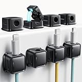 smofish Kabelhalter Kabelclips Kabel Management, 8 Pack Magnetische Schreibtisch Kabel Organizer, Stark Haftende Draht Ladegerät Halter für Nachttisch, Küchengeräte