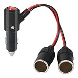 Thlevel Zigarettenanzünder Verteiler Stecker Buchse Auto Adapter 19AWG 15cm Verlängerungskabel mit Schalter und 10A Sicherung für 12V-24V Motorrad LKW Lieferwagen Wohnmobil