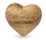 Ich Bin stolz auf Dich! Herz Handschmeichler Holz Geschenkideen und Glücksbringer für Schulabschlus Prüfung Bestanden Holzfiguren Deko