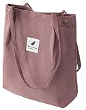 VOKUVIKU Umhängetasche Damen Groß Schule Shopper Beutel tasche Cord Tasche Gross Jutebeutel Bedruckt Stofftasche Baumwolltasche XXl Vintage Tragetasche Einkaufstasche, 001 Rosa