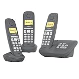 Gigaset A280A Trio - 3 Schnurlose Telefone mit Anrufbeantworter - brillante Audioqualität auch beim Freisprechen - intuitive, symbolbasierte Menüführung - Kurzwahltasten - Grafikdisplay, dunkelgrau
