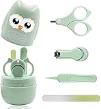 Baby-Nagelset, 4-in-1-Baby-Nagelpflege-Set mit niedlichem Etui, Baby-Nagelknipser, Schere, Nagelfeile & Pinzette, Baby-Maniküre-Set und Pediküre-Set für Neugeborene, Säuglinge, Kleinkinder, Grün