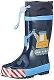 Playshoes Kinder Gummistiefel aus Naturkautschuk, trendige Unisex Regenstiefel mit Reflektoren, Baustelle, 24/25 EU