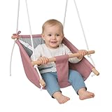 Tulano Hop 40 | 3-in-1 Babyschaukel Kinder Schaukelwippe mit Sicherheitsgurt | Indoor & Outdoor | Holz & Baumwolle | bis 60 kg | Beidseitige Polsterung | Baby Kleinkindschaukel ab 6 Monaten