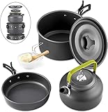 Qtiwe 10 Stück Kochgeschirr Kit Picknick Töpfe Kochgeschirr Camping Set für Camping Outdoor Wandern Picknick BBQ, Faltbare Camping Töpfe, FDA Zertifiziert