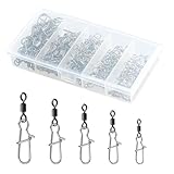 emperoch Angelwirbel Set – 100 Stück Edelstahl Barrel Wirbel mit Karabiner, 2# 4# 6# 8# 10# Snap und Wirbel Angeln für Forelle, Wels und Karpfenangeln – Angeln Zubehör