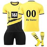 ELDEEZ Personalisiert BVB Fussball Trikot Jungen Kinder - Kinder Erwachsene Fußball Shorts&Trikots mit GRATIS Name Nummer Team Logo Football Trikot