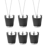 Qweradr Set mit 6 Shotgläsern aus Metall zum Aufhängen von Shotgläsern aus Edelstahl mit Schnapsglas, 30 ml, Schnapsbecher für Partys, B