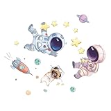 Milisten Astronaut Wandsticker Kinderzimmer Abnehmbar 1 Blatt Wandtattoo Sterne Dekoration Babyzimmer