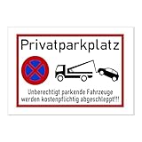 KAIYAYA Privatparkplatz Schild 30x20 cm,Alu Parkverbotsschild mit 'Abschleppkosten bei Fremdparken' Wetterfestes Privatgrundstück Schilder Parken Verboten für Garage,Hof,Einfahrt