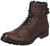 JACK & JONES Herren Jfwalbany Leather Brown Stone Biker Boots, Brown Stone, 46 EU