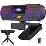 VIZOLINK W8GS Webcam 4K, UHD Webcam mit Mikrofon, Autofokus, 85°Sichtfeld, Datenschutz, Geräuschunterdrückung, Plug&Play, Lichtkorrektur, für Mac, Laptop, Zoom, Skype, Teams, Meetings and Streaming