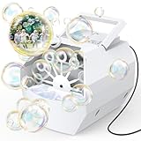 Theefun Tragbare Seifenblasenmaschine, Automatischer Seifenblasenmaschine Kinder 500ml Seifenblasen Maschine 1500+ Bubbles/Min Professional Blasenmaschine für Geburtstag, Party, Hochzeit (Weiß)