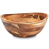 Decorasian Holzschale – edle Akazienholz Schale – Ideal als Salatschüssel aus Holz, Obstschale oder Brotschale – Nachhaltige Holz Schüssel - natur 25.4cm