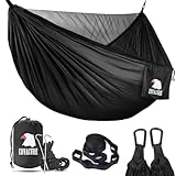 COVACURE Hängematte Outdoor Hängematte mit Moskitonetz - 350kg Belastbarkeit für 2 Personen 290 x 140 cm Ultraleicht Hammock Reise Gadgets für Camping Garten Survival Wander (Schwarz)