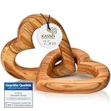 Kassis Geschenkartikel Olivenholz-Herzen für Brautpaar, zum Valentinstag, Jubiläum, Hochzeitstag, Geburtstag - verbundene Holz-Herzen - Hochzeitsgeschenk - (7,50 cm)