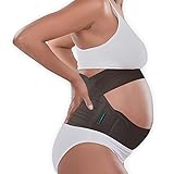BABYGO® Bauchgurt Bauchband Schwangerschaft | Schwangerschaftsgürtel Stützgürtel bauchstütze beckengurt | inklusive Übungsbuch - Yoga für Schwangere L Schwarz