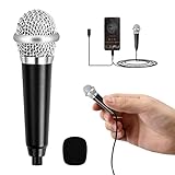 Vesaneae Mini Karaoke Mikrofon mit 3,5-mm-Universalkabel,Tragbares Gesangsmikrofon,Tiny Microphone,Sprachaufzeichnungs Mikrofon(Schwarz)