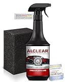 ALCLEAR Reifenglanz Reifenglanzspray 1000ml, Reifenpflege Auto, Reifen Glanz, Tire Shine, für matten Seidenglanz, mit Auftragsschwamm für Profi Autopflege & Reifen Schwarz - Gummi Pflegemittel Auto