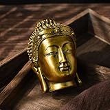 KARLOR Buddha Kopf Figur Statue Deko Figur Innen Bronzeoptik Meditationsraum Haus Wohnung Garten Außendeko Skulptur Dekofigur Gartenfigur（Buddha Kopf C）