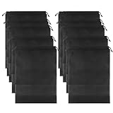 10 Pack Schuhsäcke für die Reise, 32 * 44CM große Non-Woven Drawstring Travel Shoe Bags für das Packen, wasserdicht staubdicht Portable Travel Shoe Storage Bag mit Seil für Männer und Frauen, schwarz