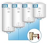 Aquamarin® Elektro Warmwasserspeicher - 50 Liter Speicher, 1500W Heizleistung und Thermometer, Energiesparend, Sicherheitsventil, Magnesiumanode - Boiler, Wasserboiler, Warmwasserboiler