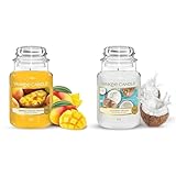 Yankee Candle Duftkerze im Glas| Mango Peach Salsa | Brenndauer bis zu 150 Stunden|Große Kerze im Glas & Duftkerze im Glas (Große Kerze im Glas) | Coconut Splash | Brenndauer bis zu 150 Stunden