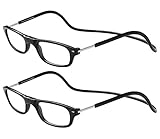 TBOC Pack: Lesebrille Lesehilfe für Herren Damen – (Zwei Einheiten) Dioptrien +1.50 Schwarz Fassung Stärke PC Handy Faltbar Frau Mann Magnetverschluss Clip Alterssichtigkeit Presbyopie